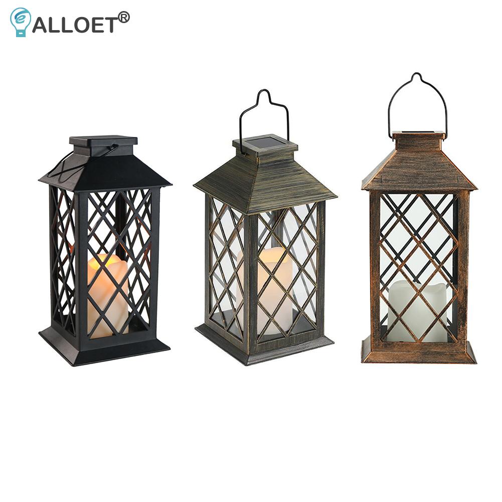 Retro Lantern Candle Twinkle Lamp LED Solar Light Waterproof