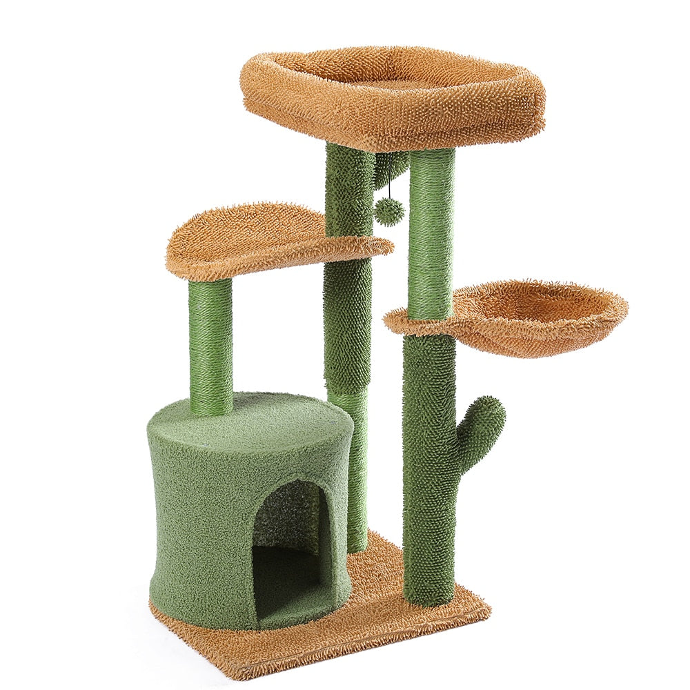 Cat Tree Tower Cat's House with Scratching Post Cute Cactus Play House