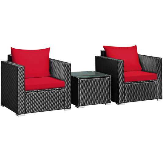 Patiojoy 3PCS Patio Rattan Wicker Furniture Set