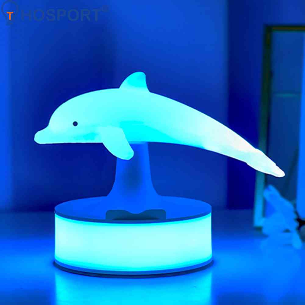 3D Dolphin Atmosphere Lamp  Touch Control Decorative Night Lights Portable Cordless