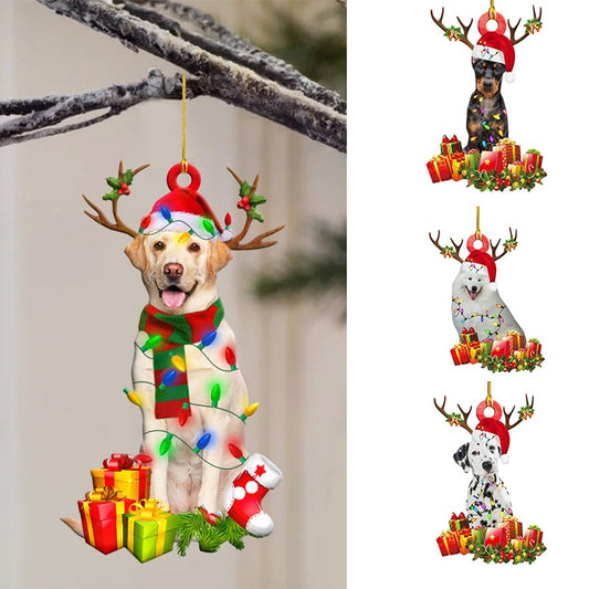 Christmas Resin Dog Ornament Tree Hanging Pendant