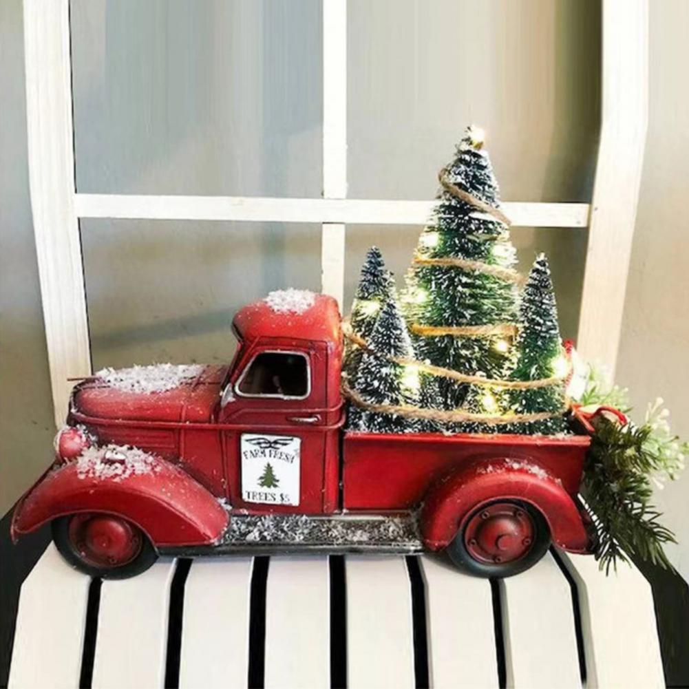 Truck Car Model 1 Set Beautiful Anti-deform Exquisite  Red Truck Christmas Decoration for Christmas