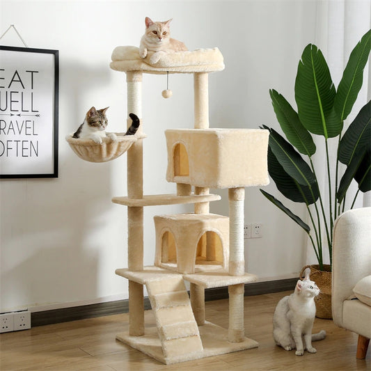 Cat Tree Tall Cat Tower with Large Cat Condo Cozy Perch Bed Scratching Posts Cat Toys