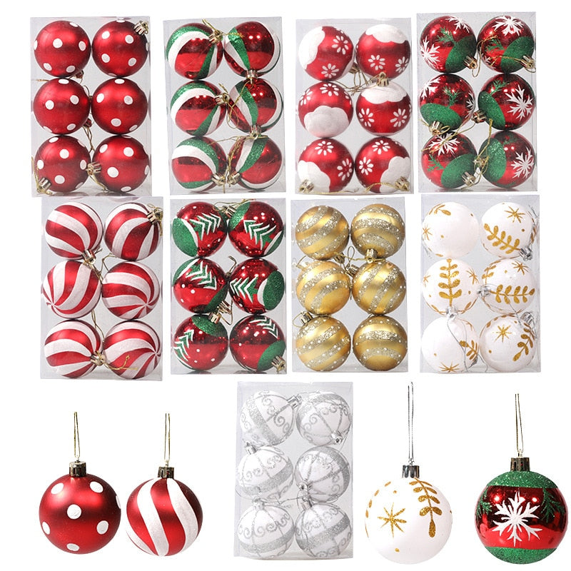 6pcs 6cm Painted Christmas Ball Christmas Tree Ornament