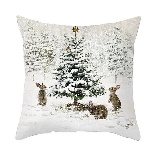 Christmas Elk Tree Cushion Cover Merry Christmas Decorations For Home 2023