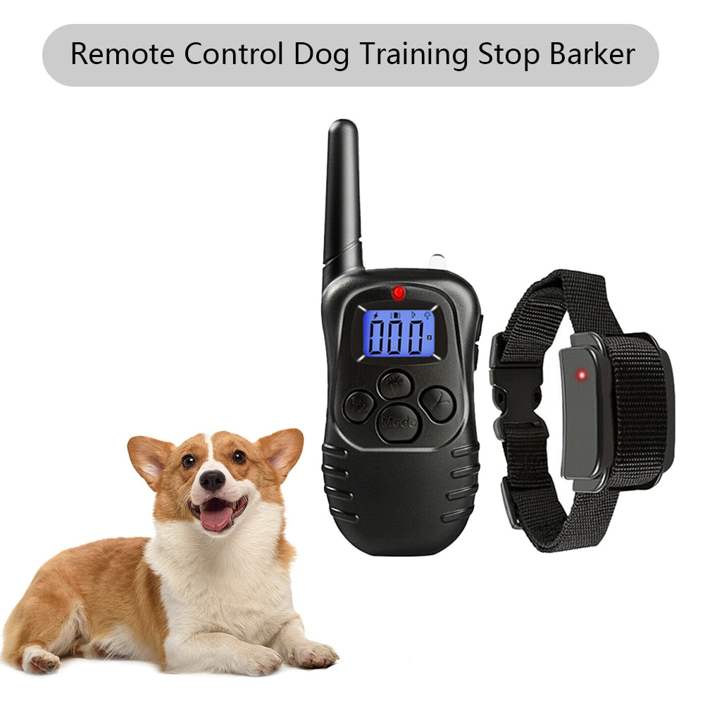 300M Anti Bark Electric Shock Collar Rechargeable  with Remote 4 Training Modes Dog Training