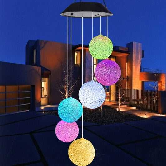 Solar Powered Outdoor LED Solar Round Ball Wind Chime