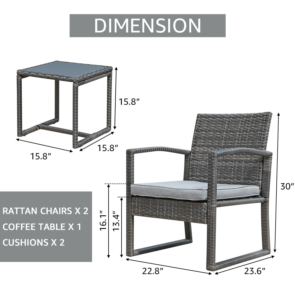 JARDINA 3PCS Outdoor Patio Set with Coffee Table - northstarhomeandgarden