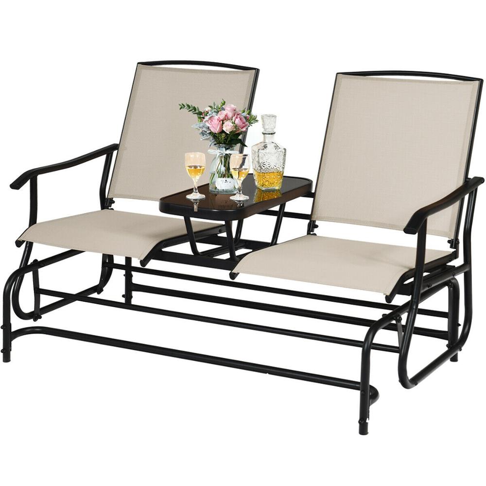 2 Person Double Glider with Center Table - northstarhomeandgarden