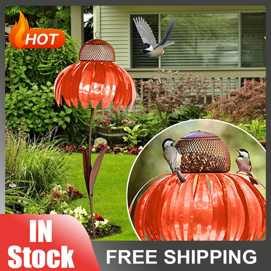 Metal Flower Hummingbird Feeder Garden Decoration