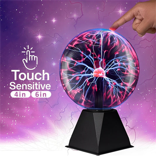 4/6inch Glass Plasma Ball Lamp Voice Control Electrostatic Sphere Flashing