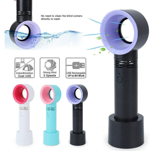 Mini Portable Handheld Bladeless Fan USB Rechargeable