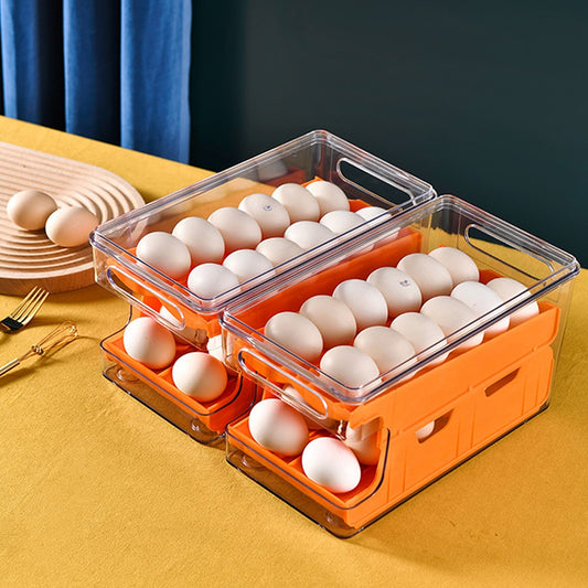 Rolling Slide Food Fridge Drawer Double-layer Plastic Egg Tray