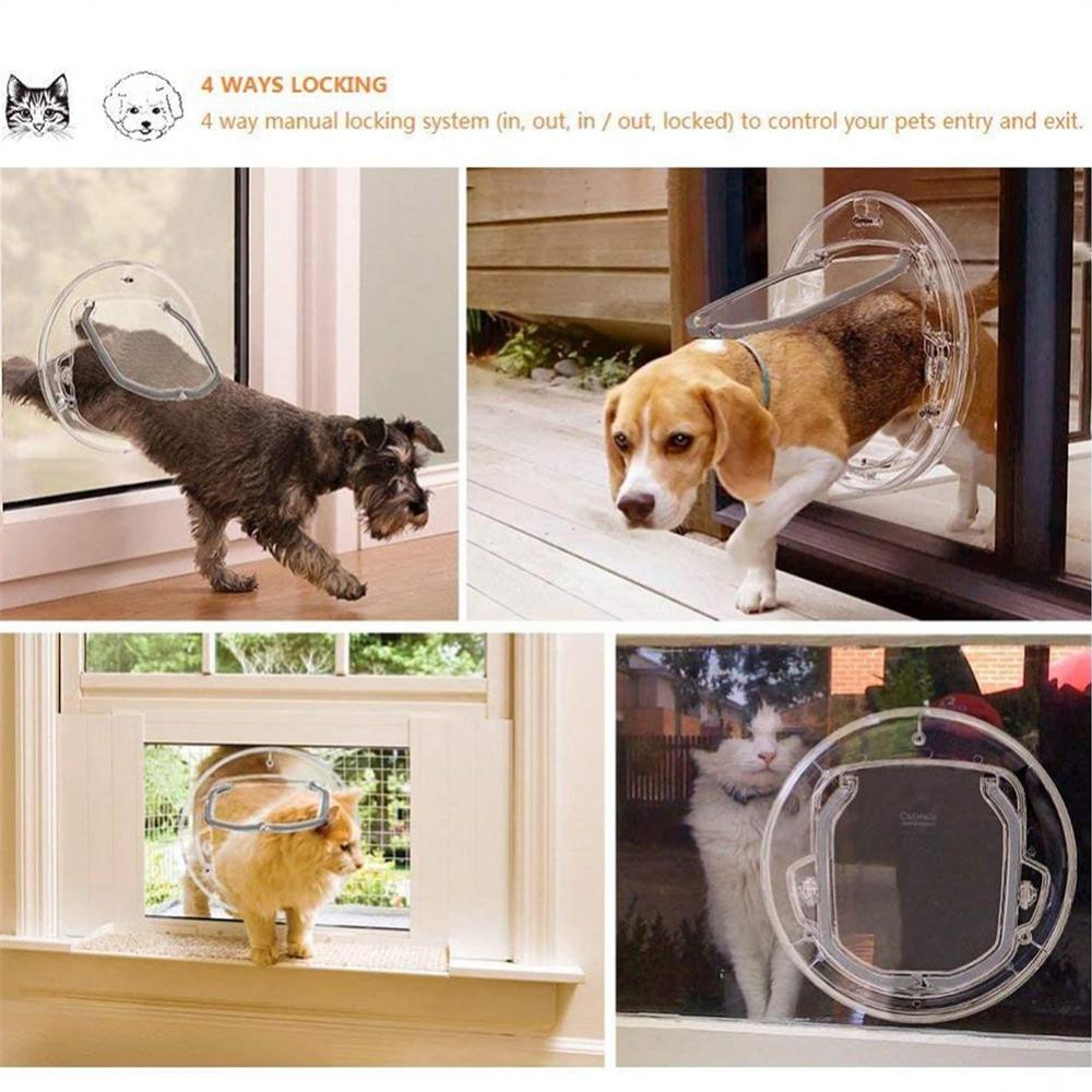 New Cat Hole Dog Door Controllable Access Direction Sliding Glass Pet Cat Dog Door