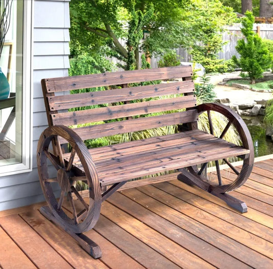 Rustic Wooden Garden Bench - northstarhomeandgarden