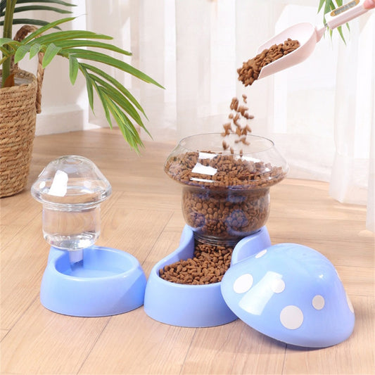 1.8l Cat Food Bowl Cute Automatic Pet Bowl Mushroom Type Pet Bowl